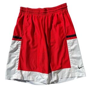 Nike Men’s Red and White Basketball Shorts Size Medium